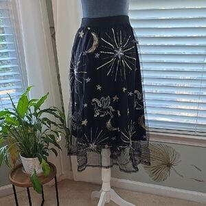 Black and Gold Celestial Women Skirt